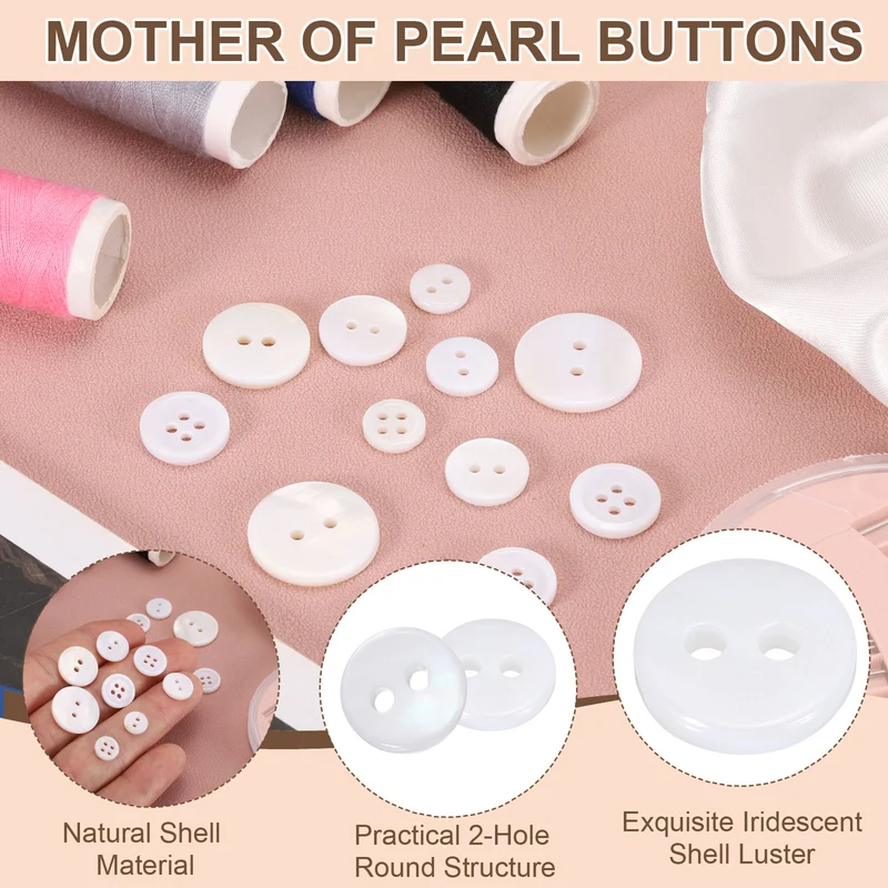 12Pcs 18mm Mother of Pearl Buttons 2 Holes Round Pearlized for Sewing White