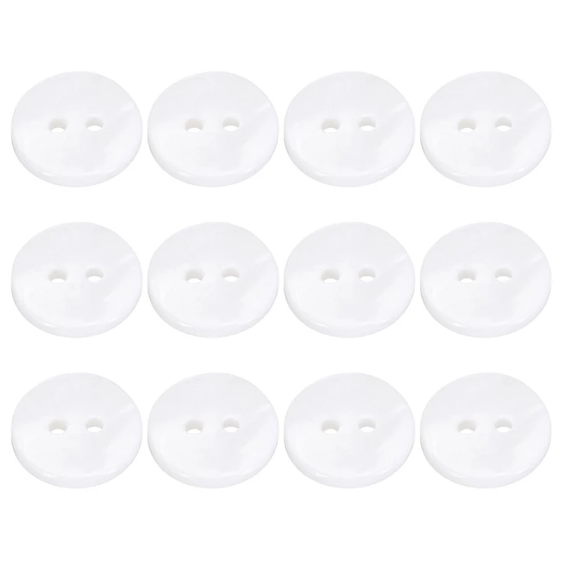 12Pcs 12.5mm Mother of Pearl Buttons 2 Holes Round Pearlized for Sewing White