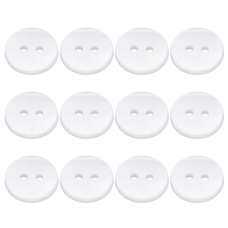 12Pcs 11.5mm Mother of Pearl Buttons 2 Holes Round Pearlized for Sewing White