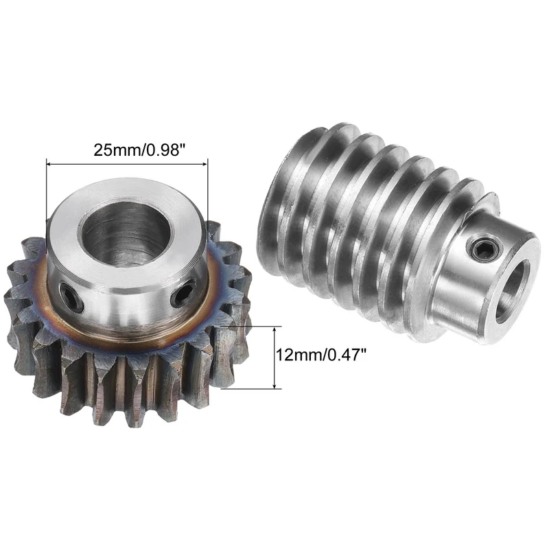 Worm Gear Set 1.5 Module 20:1 Reduction Rate Gear-12mm ID 33mm OD, Rod 10mm Bore