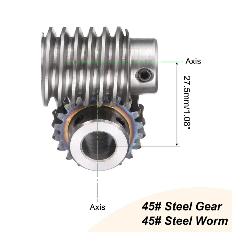 Worm Gear Set 1.5 Module 20:1 Reduction Rate Gear-12mm ID 33mm OD, Rod 10mm Bore