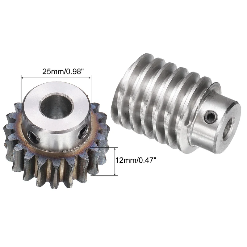 Worm Gear Set 1.5 Module 20:1 Reduction Rate Gear-10mm ID 33mm OD, Rod 8mm Bore