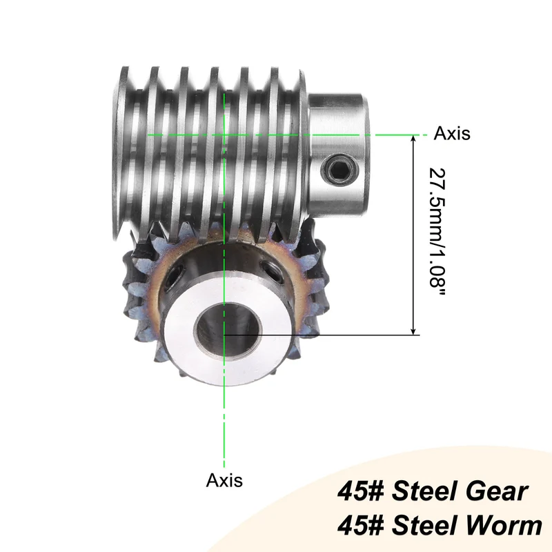 Worm Gear Set 1.5 Module 20:1 Reduction Rate Gear-10mm ID 33mm OD, Rod 8mm Bore