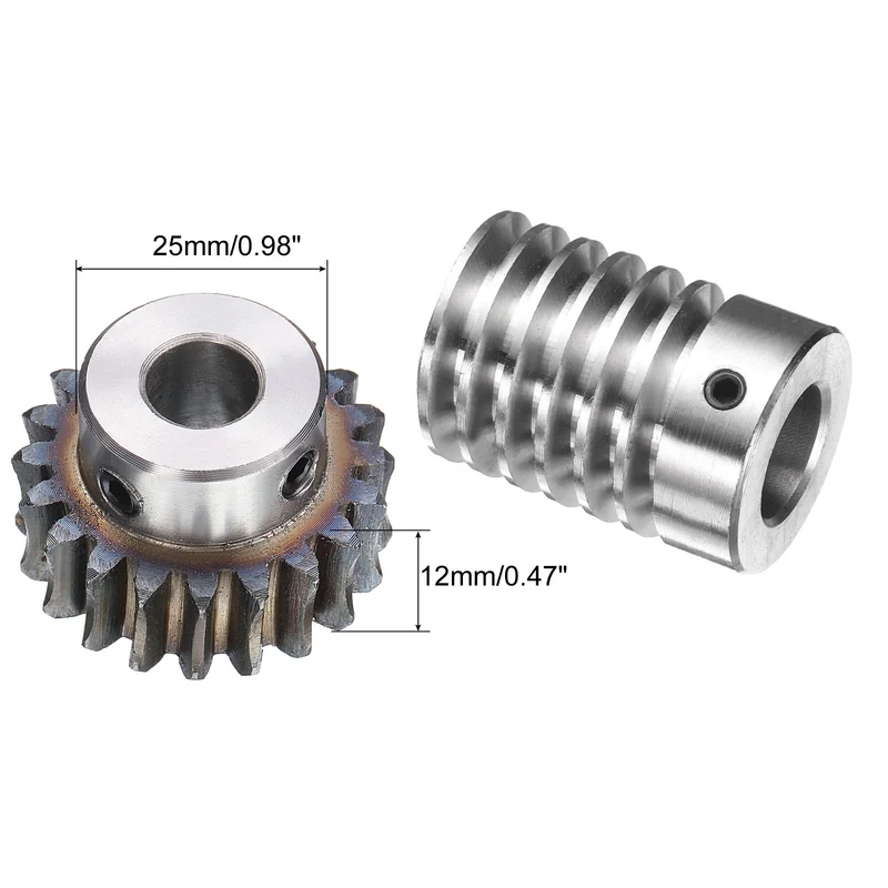 Worm Gear Set 1.5 Module 20:1 Reduction Rate Gear-10mm ID 33mm OD, Rod 15mm Bore