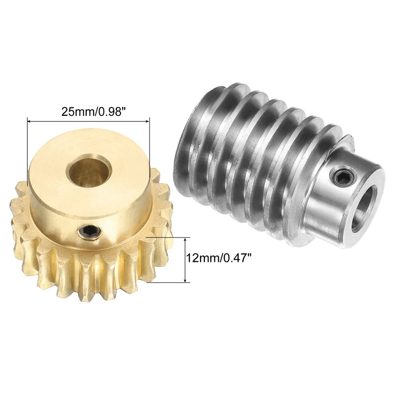 Worm Gear Set 1.5 Module 20:1 Reduction Rate(Gear-8mm Bore, Rod 10mm Bore)