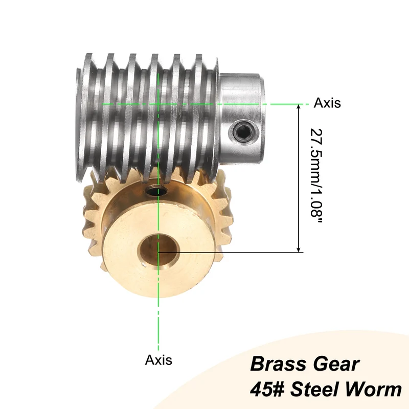 Worm Gear Set 1.5 Module 20:1 Reduction Rate(Gear-8mm Bore, Rod 10mm Bore)