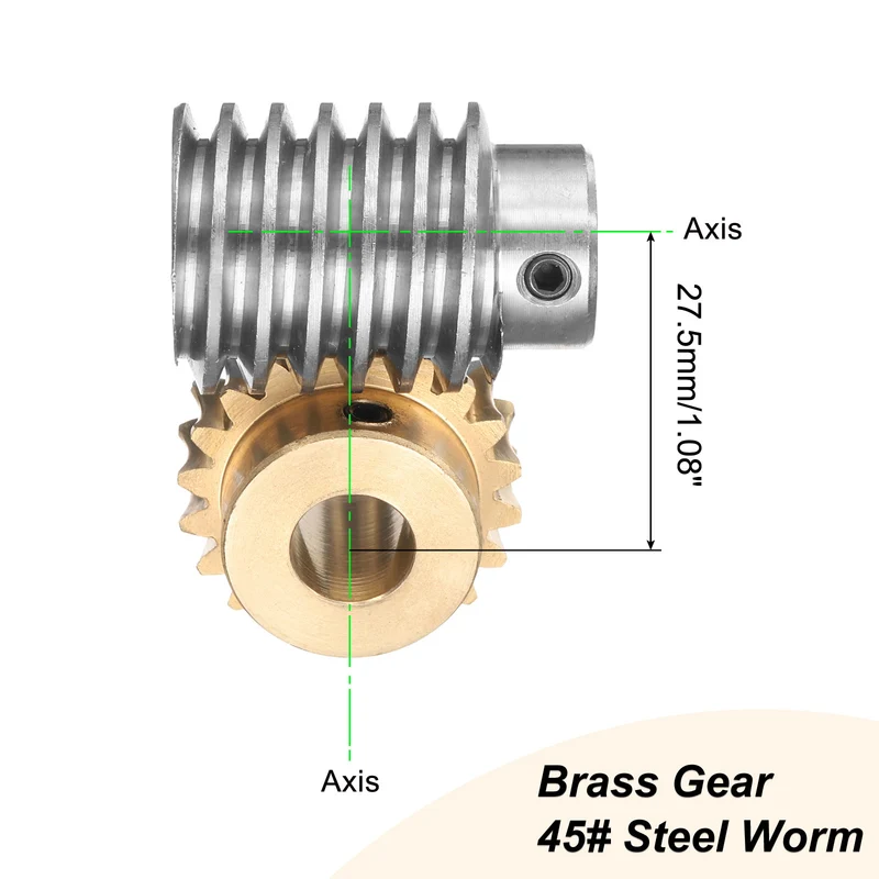 Worm Gear Set 1.5 Module 20:1 Reduction Rate(Gear-12mm Bore, Rod 8mm Bore)