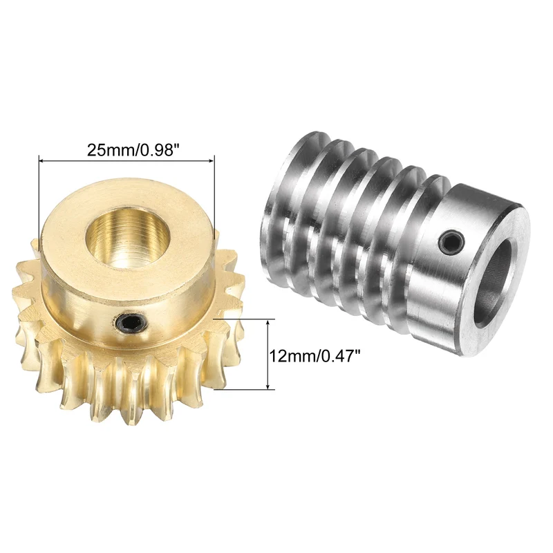 Worm Gear Set 1.5 Module 20:1 Reduction Rate(Gear-12mm Bore, Rod 15mm Bore)