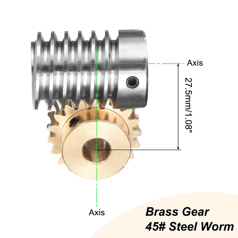 Worm Gear Set 1.5 Module 20:1 Reduction Rate(Gear-12mm Bore, Rod 15mm Bore)