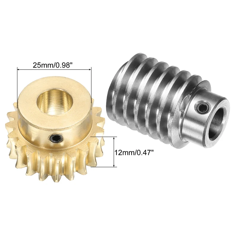 Worm Gear Set 1.5 Module 20:1 Reduction Rate Gear-12mm Bore Rod 12mm Bore