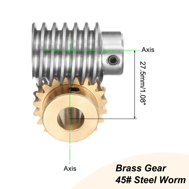 Worm Gear Set 1.5 Module 20:1 Reduction Rate Gear-12mm Bore Rod 12mm Bore