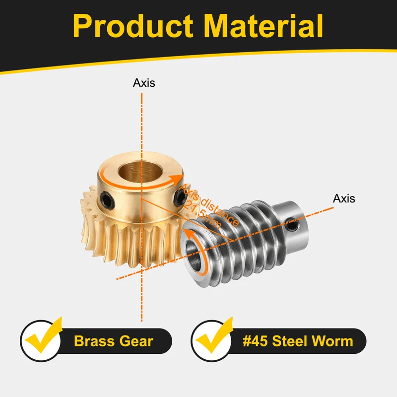 Worm Gear Set 1 Module 25:1 Reduction Rate(Gear-10mm Bore, Rod 5mm Bore)