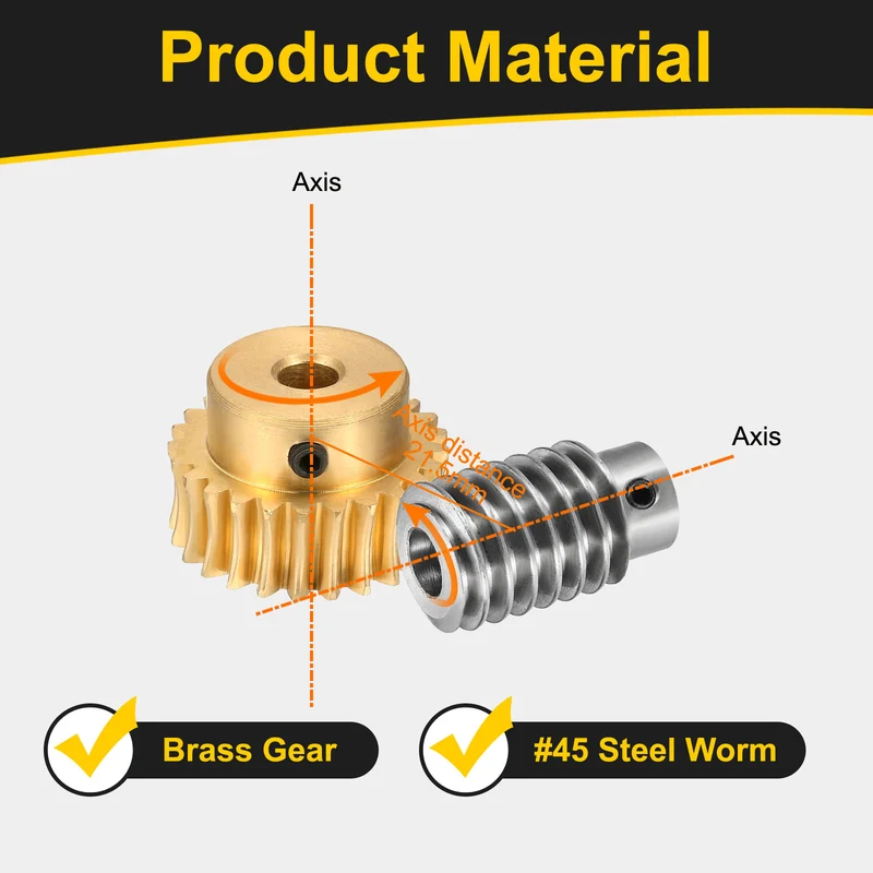 Worm Gear Set 1 Module 25:1 Reduction Rate(Gear-6mm Bore, Rod 8mm Bore)