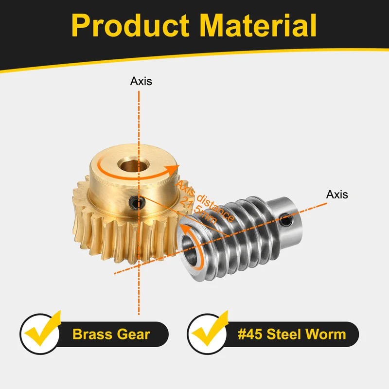 Worm Gear Set 1 Module 25:1 Reduction Rate(Gear-6mm Bore, Rod 5mm Bore)