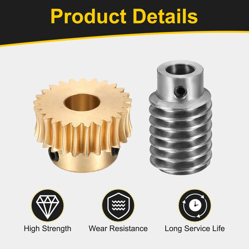 Worm Gear Set 1 Module 25:1 Reduction Rate(Gear-10mm Bore, Rod 8mm Bore)