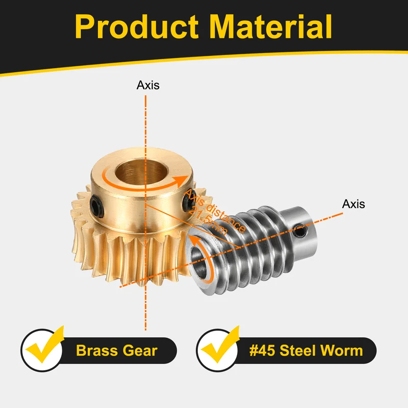 Worm Gear Set 1 Module 25:1 Reduction Rate(Gear-10mm Bore, Rod 8mm Bore)