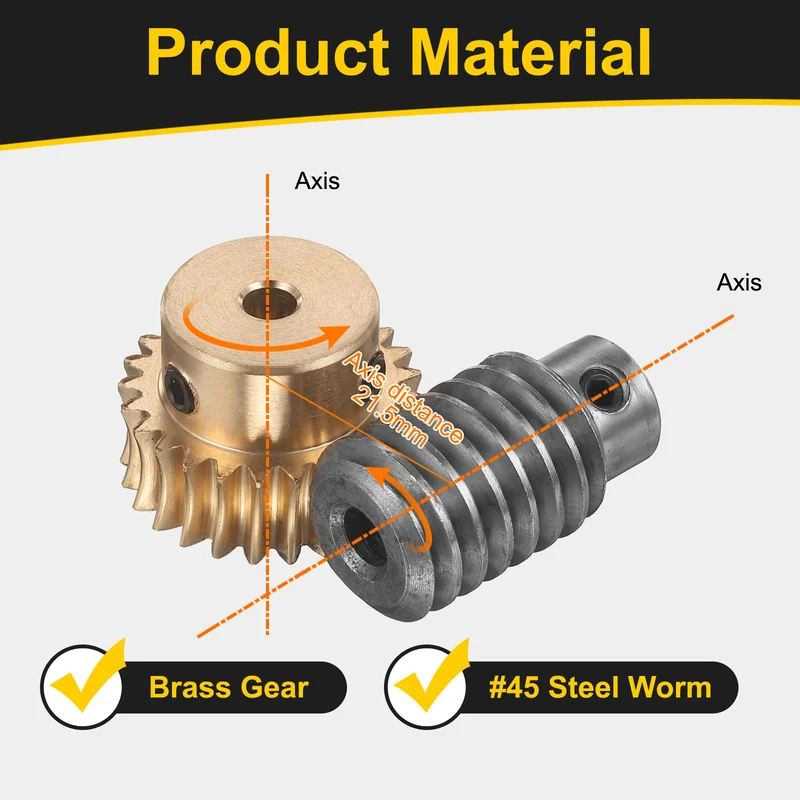 Worm Gear Set 1 Module 25:1 Reduction Rate(Gear-5mm Bore, Rod 6mm Bore)