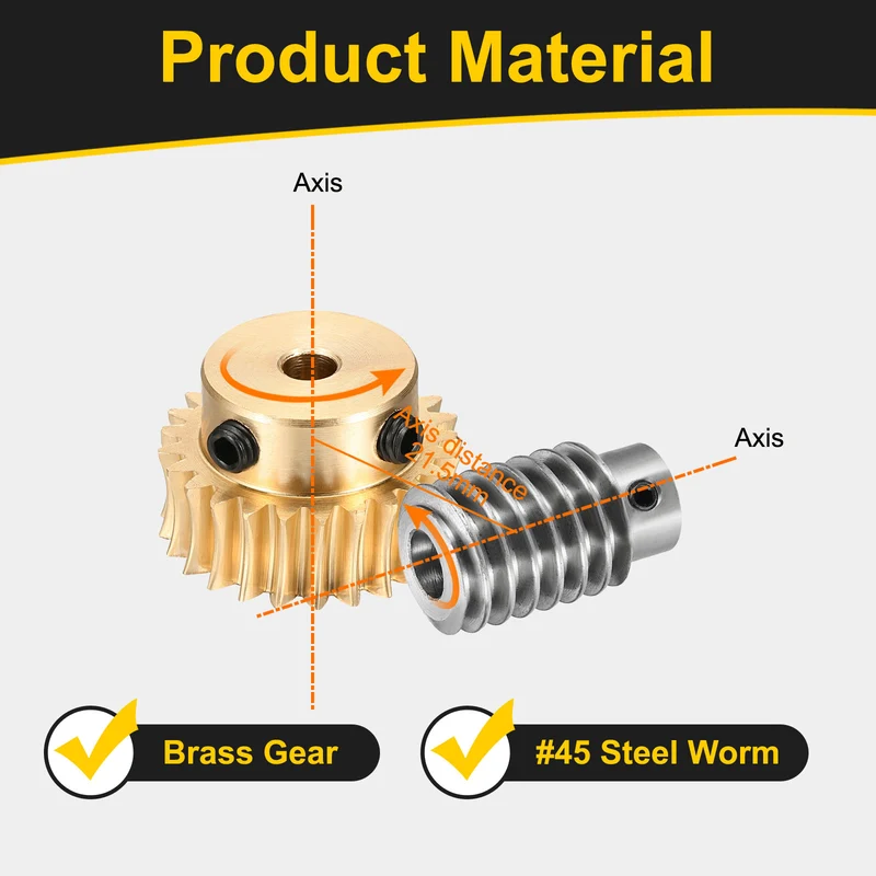 Worm Gear Set 1 Module 25:1 Reduction Rate(Gear-5mm Bore, Rod 8mm Bore)