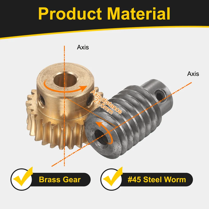 Worm Gear Set 1 Module 25:1 Reduction Rate(Gear-8mm Bore, Rod 6mm Bore)