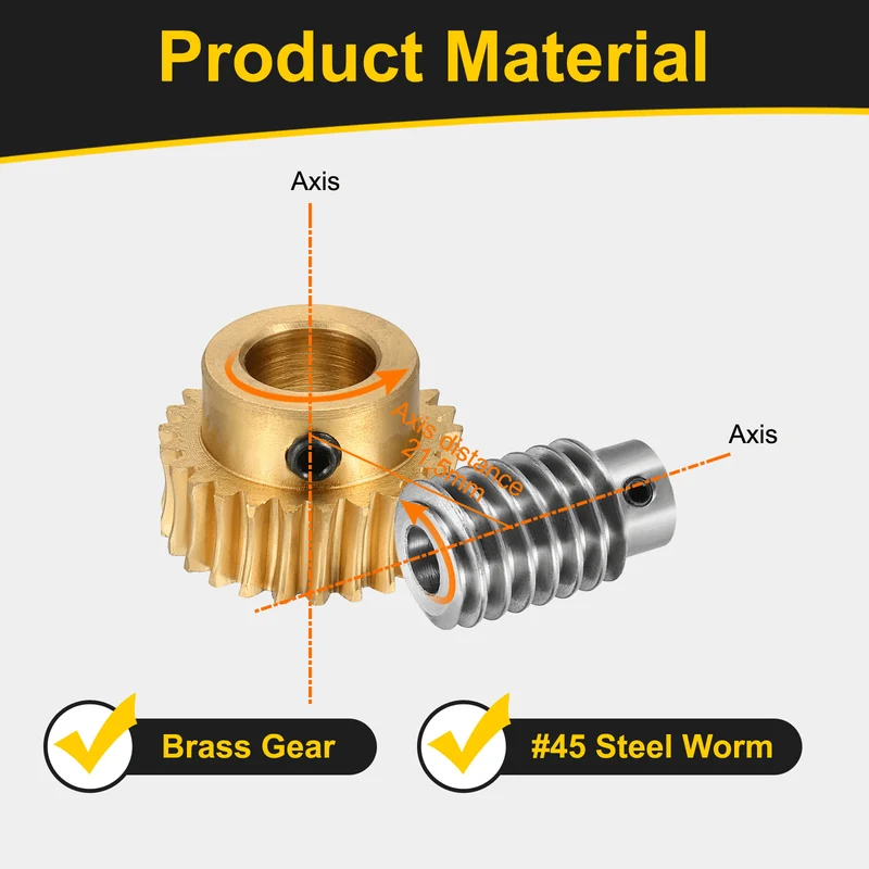 Worm Gear Set 1 Module 25:1 Reduction Rate(Gear-12mm Bore, Rod 5mm Bore)