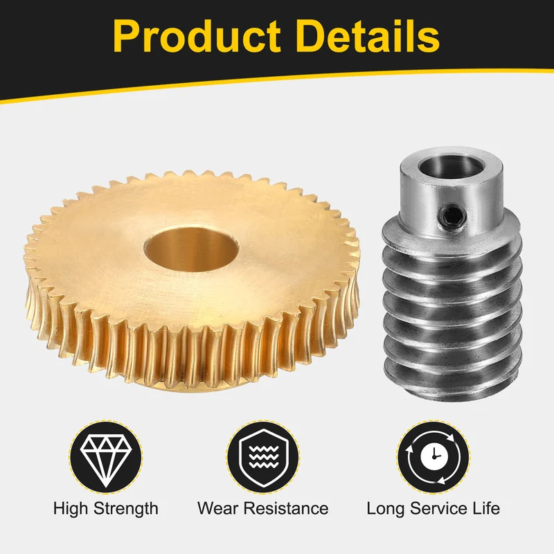 Worm Gear Set 1 Module 50:1 Reduction Rate(Gear-14mm Bore, Rod 8mm Bore)