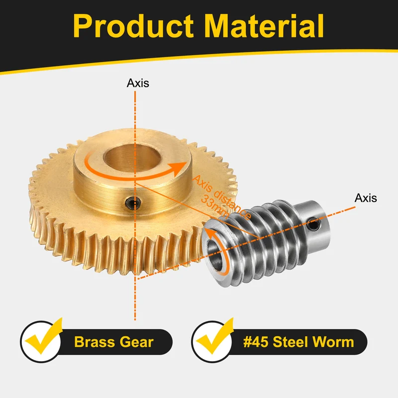 Worm Gear Set 1 Module 50:1 Reduction Rate(Gear-14mm Bore, Rod 8mm Bore)