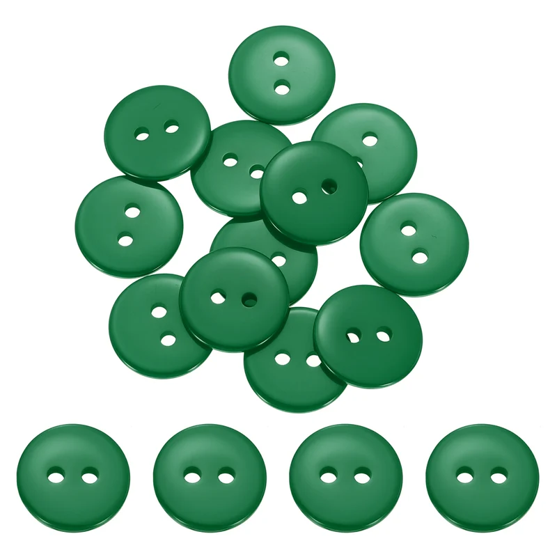 16 Pcs 15mm Resin Sewing Buttons, 2 Hole for Sewing Coats Shirts, Dark Green