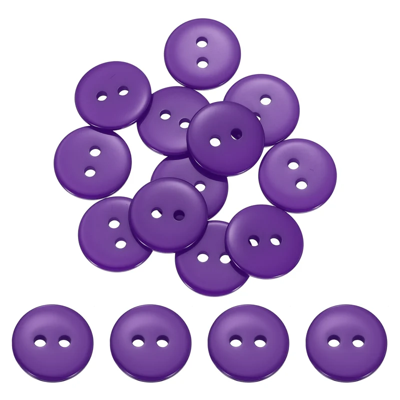 16 Pcs 15mm Resin Sewing Buttons, 2 Hole for Sewing Coats Shirts, Deep Purple