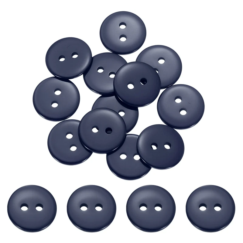 16 Pcs 15mm Resin Sewing Buttons, 2 Hole for Sewing Coats Shirts, Navy Blue