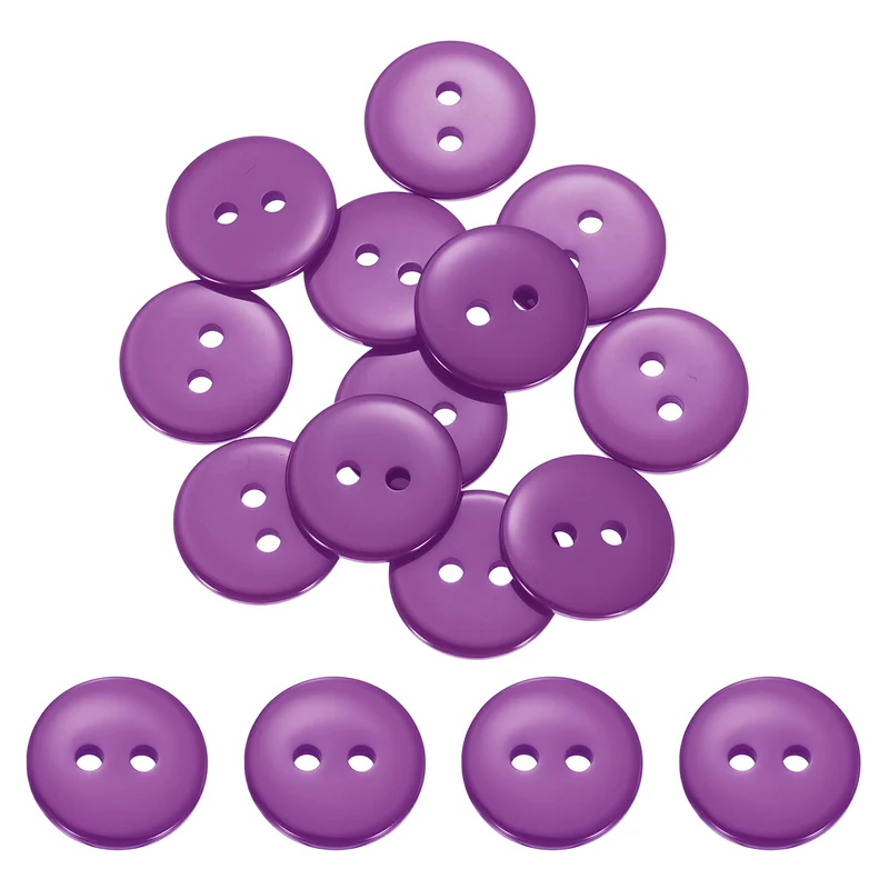 16 Pcs 15mm Resin Sewing Buttons, 2 Hole for Sewing Coats Shirts, Purple