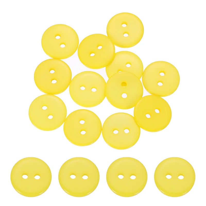 16 Pcs 15mm Resin Sewing Buttons, 2 Hole for Sewing Coats Shirts, Yellow