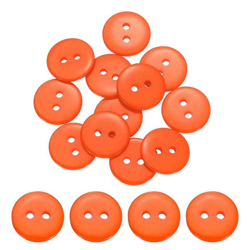 16 Pcs 15mm Resin Sewing Buttons, 2 Hole for Sewing Coats Shirts, Orange