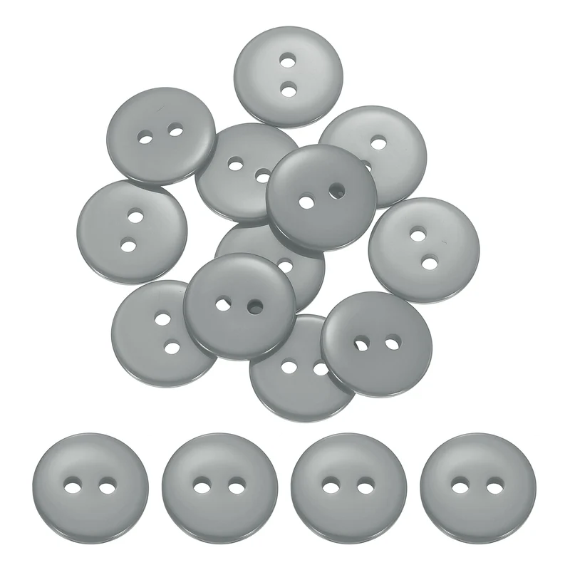 16 Pcs 15mm Resin Sewing Buttons, 2 Hole for Sewing Coats Shirts, Gray