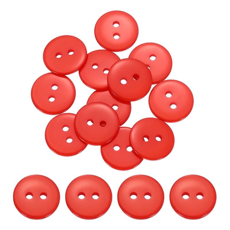 16 Pcs 15mm Resin Sewing Buttons, 2 Hole for Sewing Coats Shirts, Orange Red