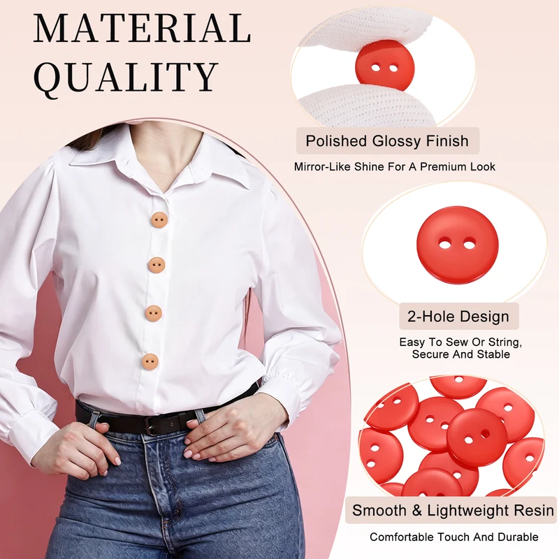 16 Pcs 15mm Resin Sewing Buttons, 2 Hole for Sewing Coats Shirts, Orange Red
