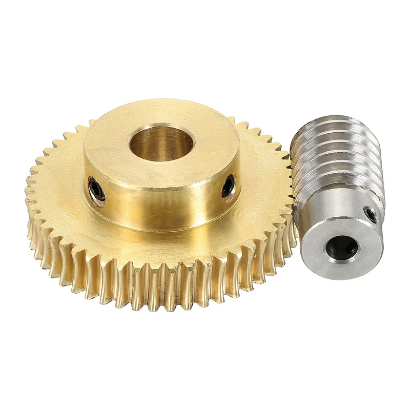 Worm Gear Set 1M 50T, 1:50 304 Stainless Steel Worm, Brass Gear 12mm/6mm Bore