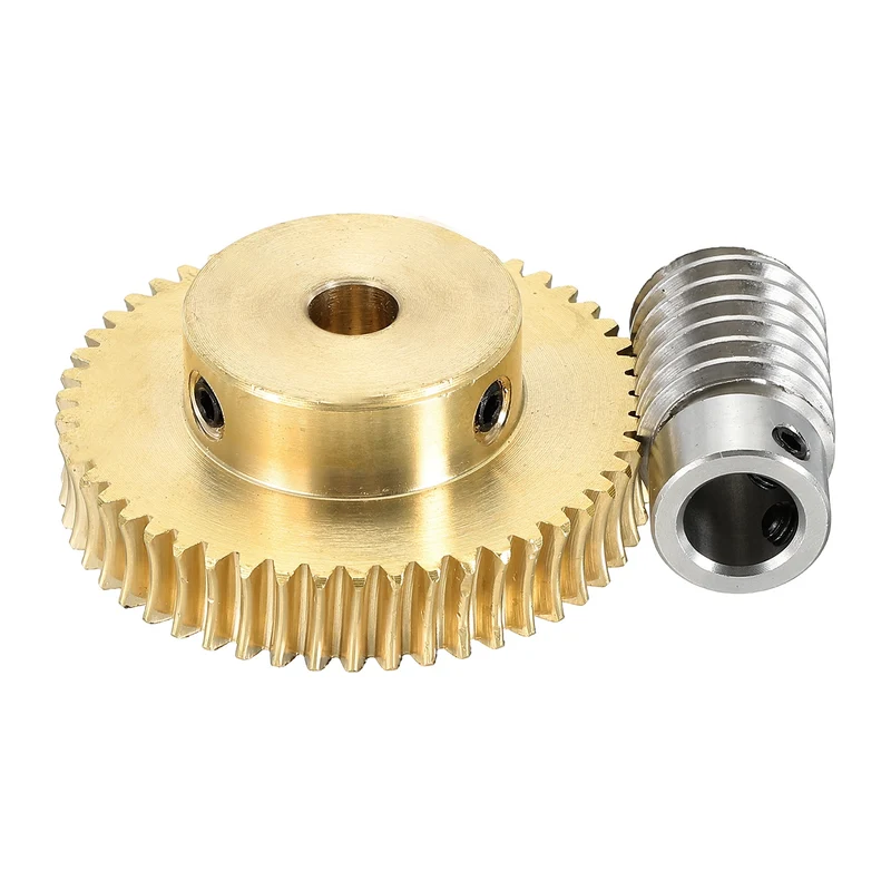 Worm Gear Set 1M 50T, 1:50 304 Stainless Steel Worm, Brass Gear 8mm/10mm Bore