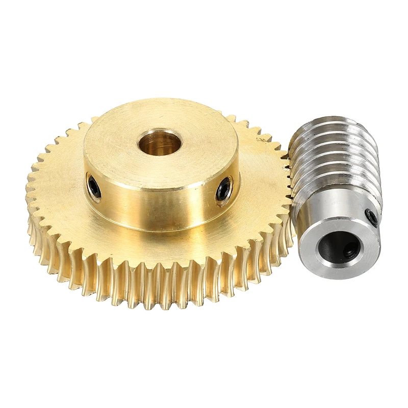 Worm Gear Set 1M 50T, 1:50 304 Stainless Steel Worm, Brass Gear 8mm/8mm Bore