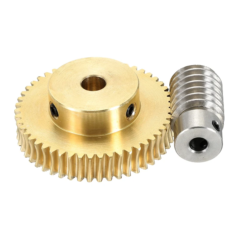 Worm Gear Set 1M 50T, 1:50 304 Stainless Steel Worm, Brass Gear 8mm/6mm Bore