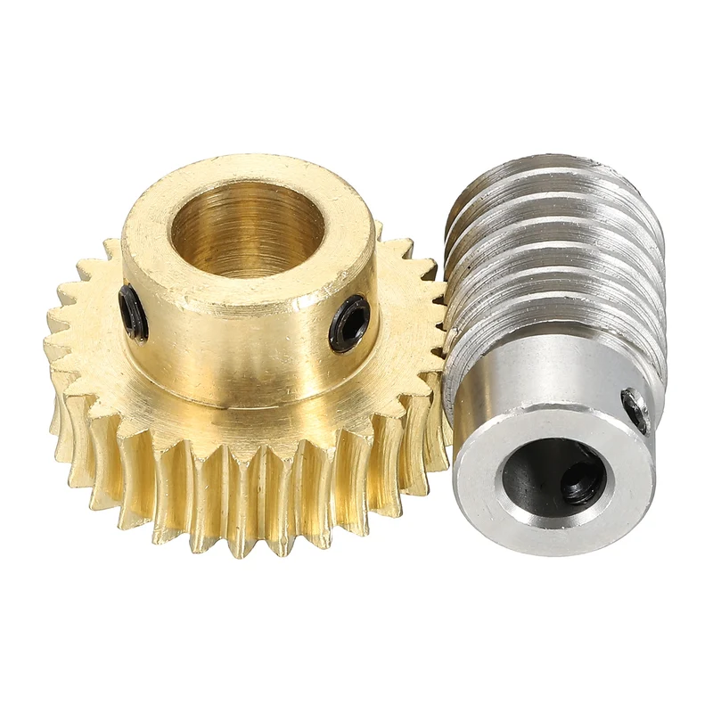 Worm Gear Set 1M 30T, 1:30 304 Stainless Steel Worm, Brass Gear 12mm/8mm Bore