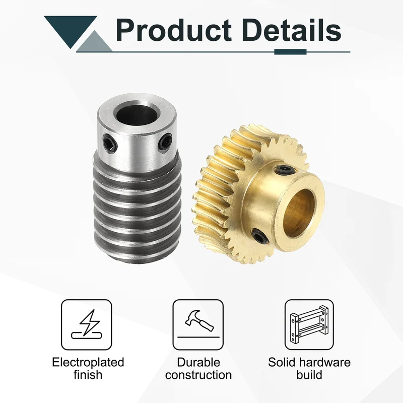 Worm Gear Set 1M 30T, 1:30 304 Stainless Steel Worm, Brass Gear 12mm/8mm Bore