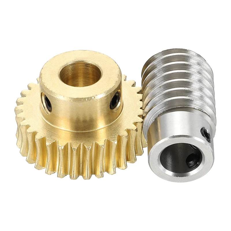Worm Gear Set 1M 30T, 1:30 304 Stainless Steel Worm, Brass Gear 10mm/10mm Bore