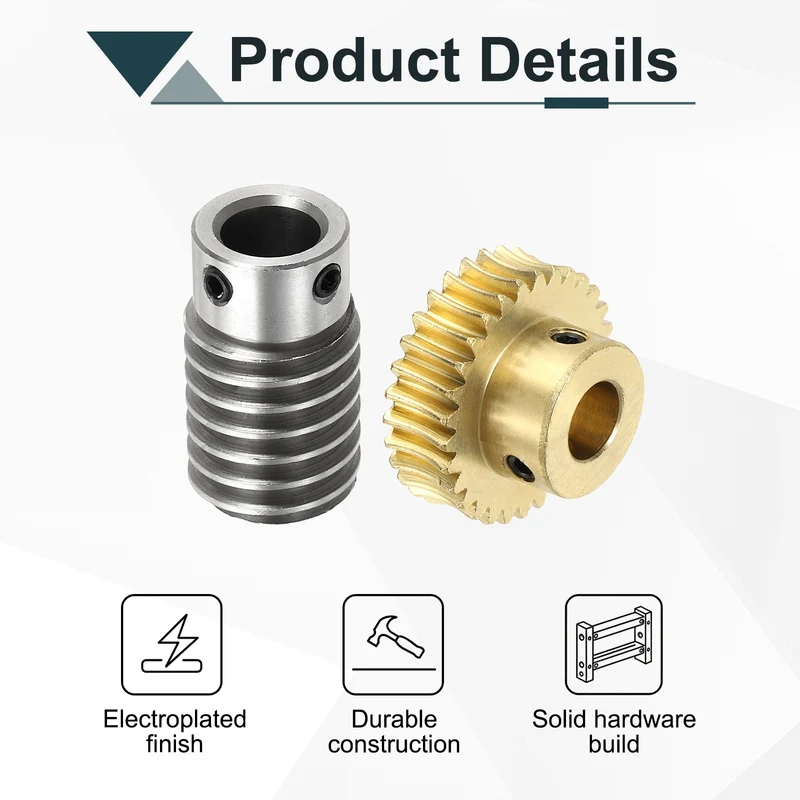 Worm Gear Set 1M 30T, 1:30 304 Stainless Steel Worm, Brass Gear 10mm/10mm Bore