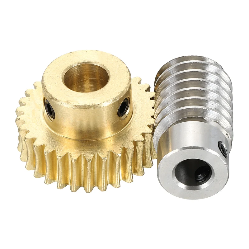Worm Gear Set 1M 30T, 1:30 304 Stainless Steel Worm, Brass Gear 10mm/8mm Bore