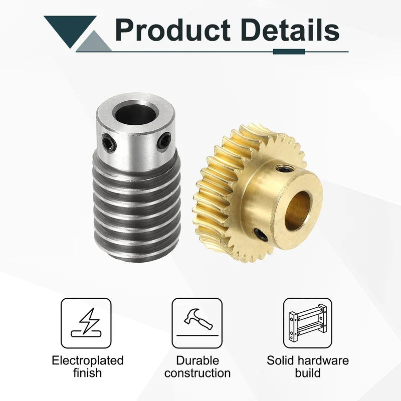 Worm Gear Set 1M 30T, 1:30 304 Stainless Steel Worm, Brass Gear 10mm/8mm Bore