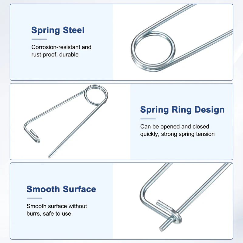 4-Pack Brooch Shape Cotter Safety Pin, 3.2x80mm Quick Lock Brooch Fastener