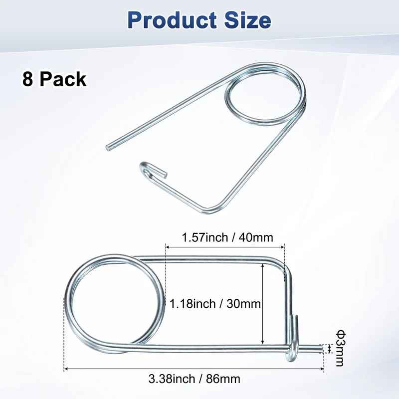 8-Pack Brooch Shape Cotter Safety Pin, 3x40mm Quick Lock Brooch Fastener