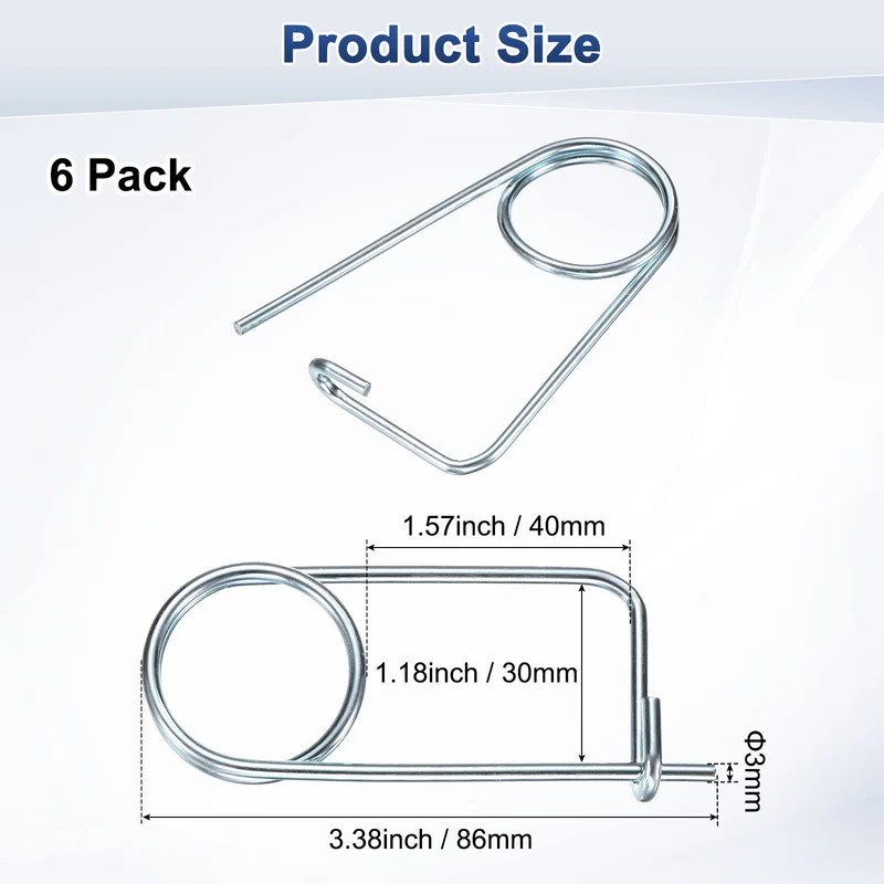 6-Pack Brooch Shape Cotter Safety Pin, 3x40mm Quick Lock Brooch Fastener