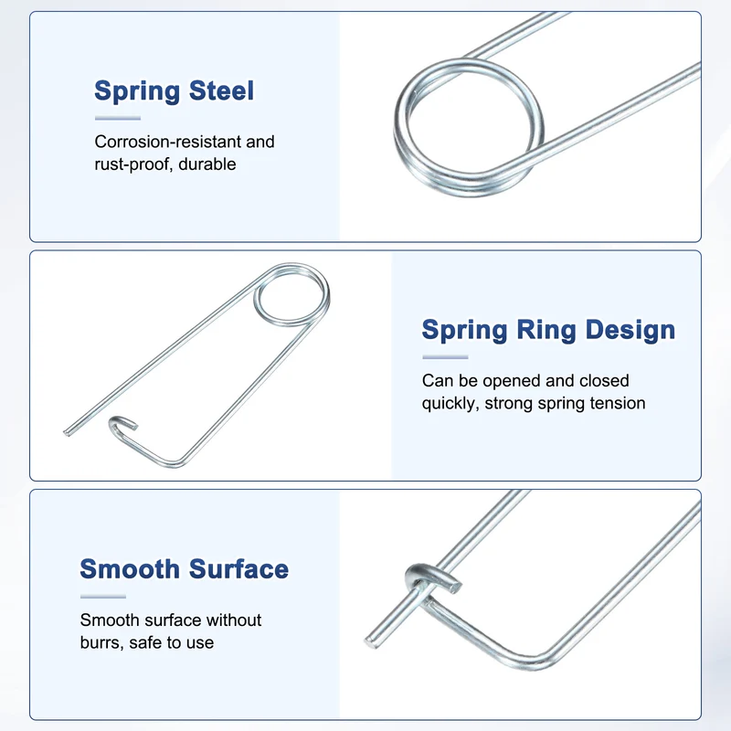 8-Pack Brooch Shape Cotter Safety Pin, 2x45mm Quick Lock Brooch Fastener