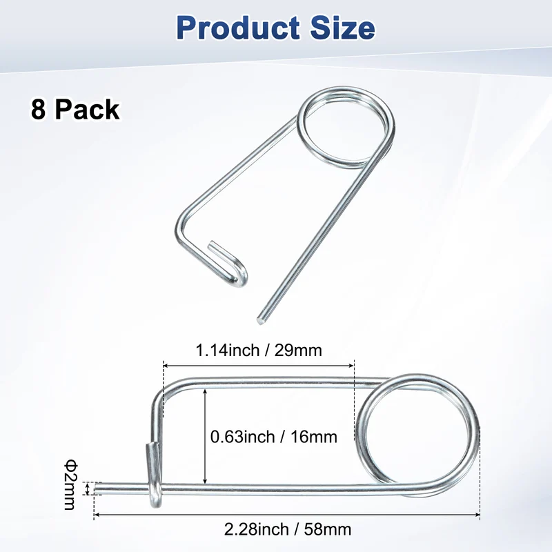 8-Pack Brooch Shape Cotter Safety Pin, 2x29mm Quick Lock Brooch Fastener